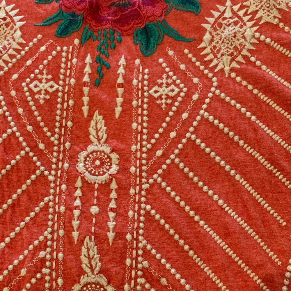 JWLA By Johnny Was SONYA Side Slit Dusty Coral Embroidered Tunic Top - Picture 4 of 7
